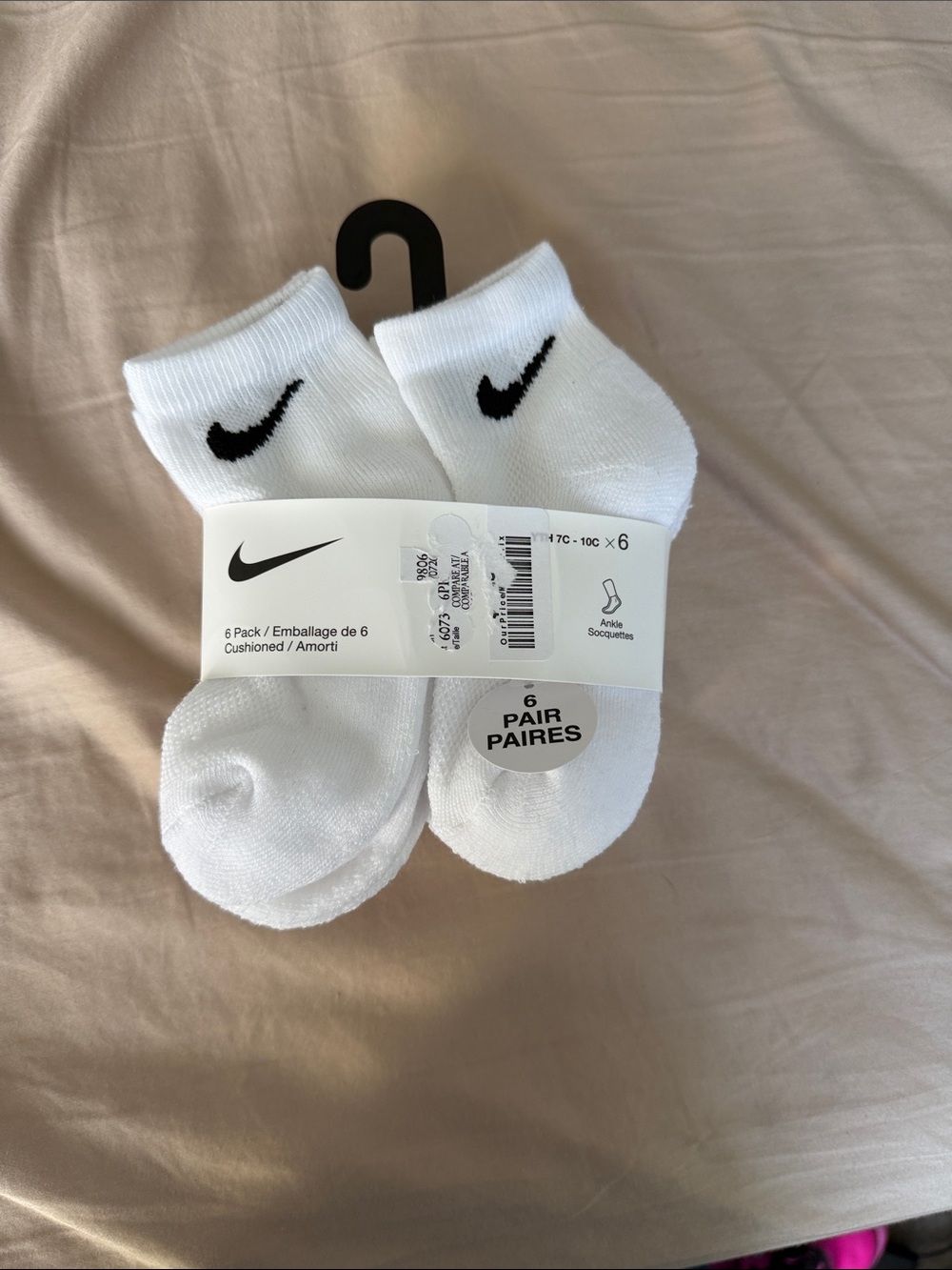 Nike White Ankle Socks with Black Swoosh - 6 Pack